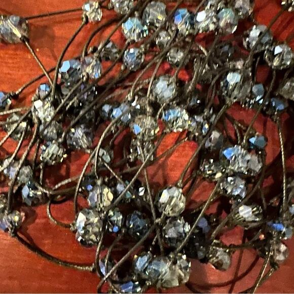 Chico’s Beaded Necklace Gray Blue Long Multi Strand Statement Beads Coastal 43" - Picture 5 of 15